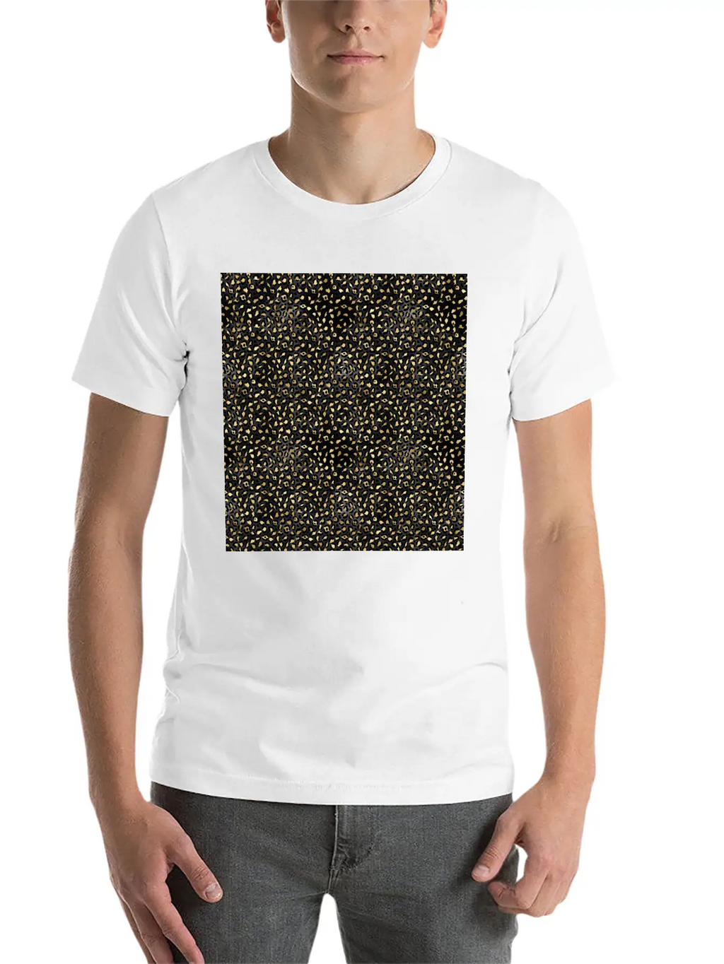 Elegant Black Gold Leopard Pattern Glam Metallic Timeless Short Sleeve Tee – Comfy And Minimalist Design