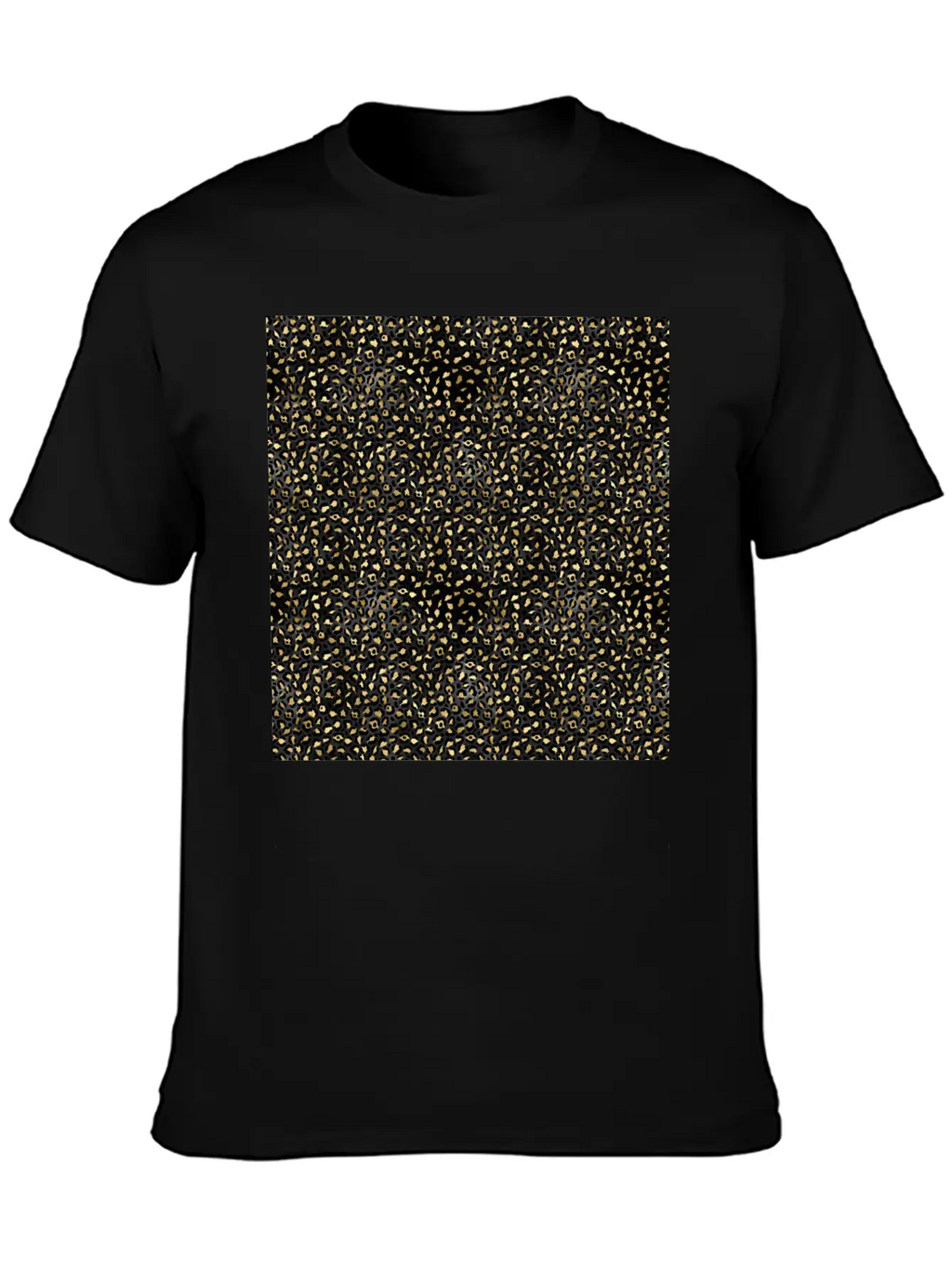 Elegant Black Gold Leopard Pattern Glam Metallic Timeless Short Sleeve Tee – Comfy And Minimalist Design