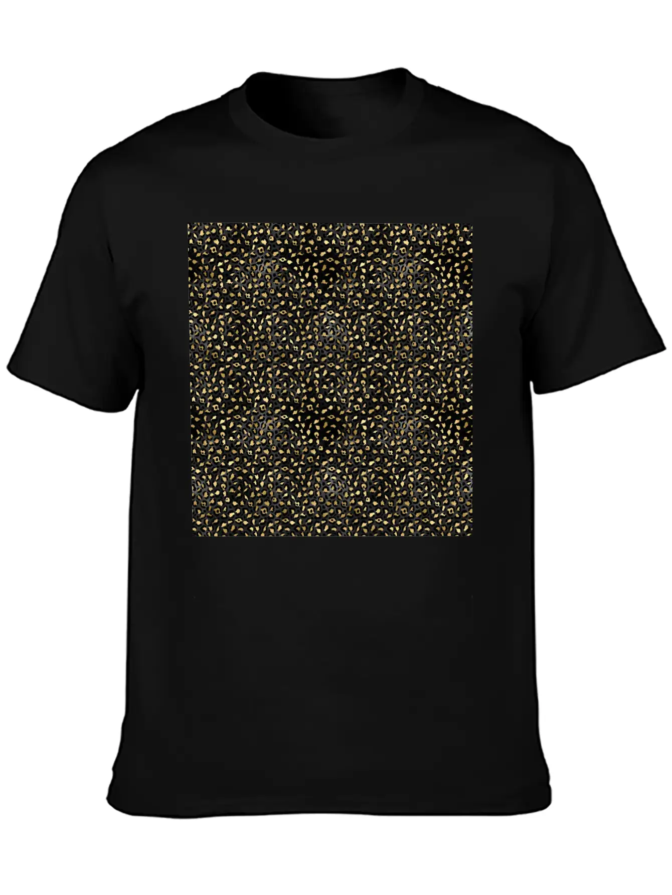 Elegant Black Gold Leopard Pattern Glam Metallic Timeless Short Sleeve Tee – Comfy And Minimalist Design
