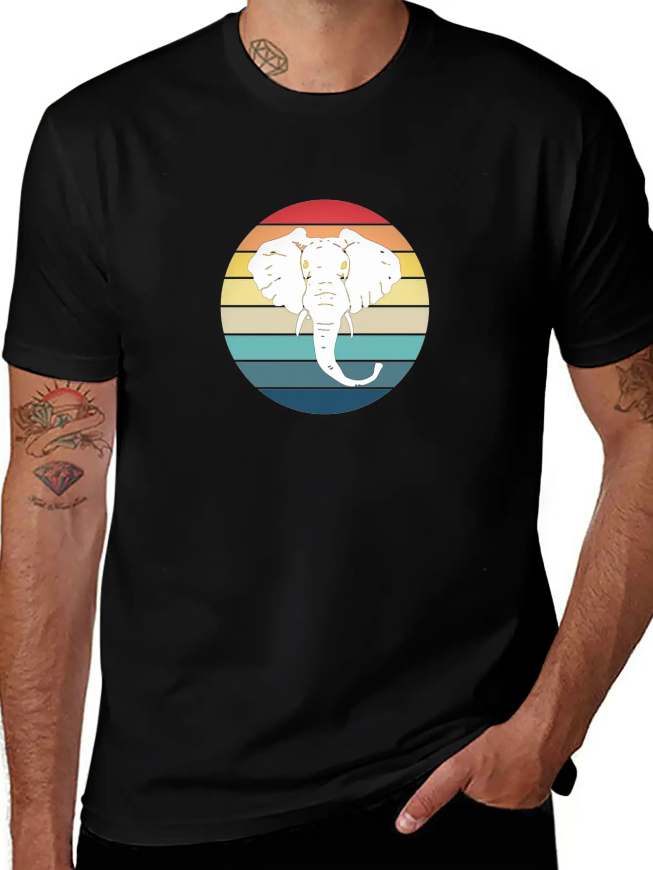 Elephant Animal Sun Elephants Africa Trunk Basic Graphic T-Shirt – Daily Comfort In Soft Cotton