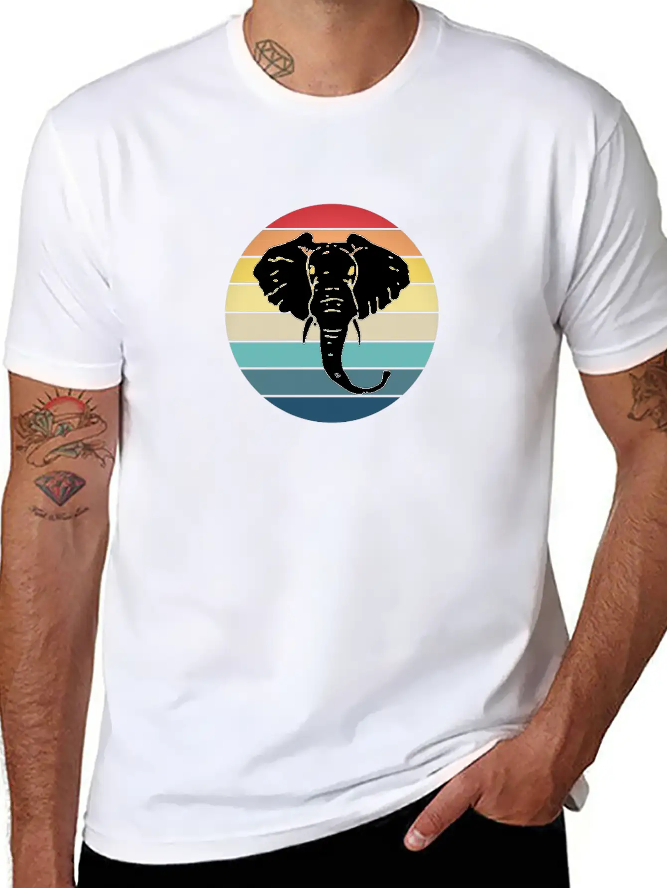 Elephant Animal Sun Elephants Africa Trunk Basic Graphic T-Shirt – Daily Comfort In Soft Cotton