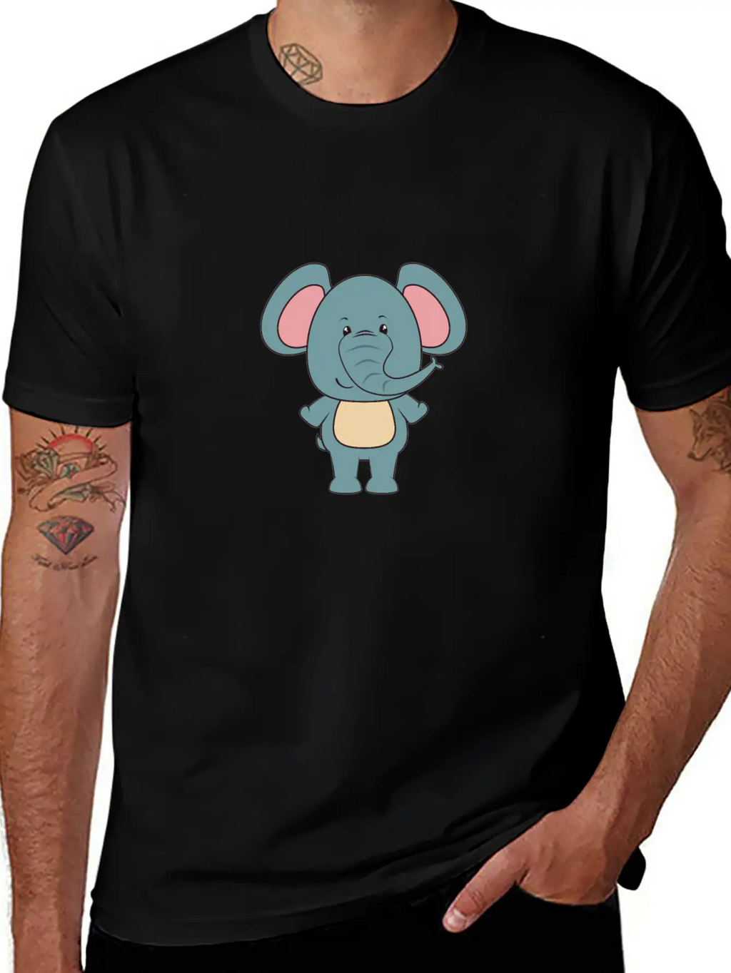 Elephant - Cute Elephant Design Stylish Everyday T-Shirt – Unisex Basic Cotton Tee