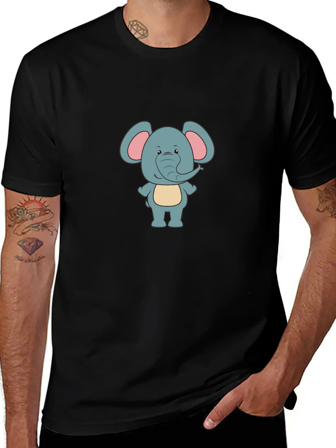 Elephant - Cute Elephant Design Stylish Everyday T-Shirt – Unisex Basic Cotton Tee