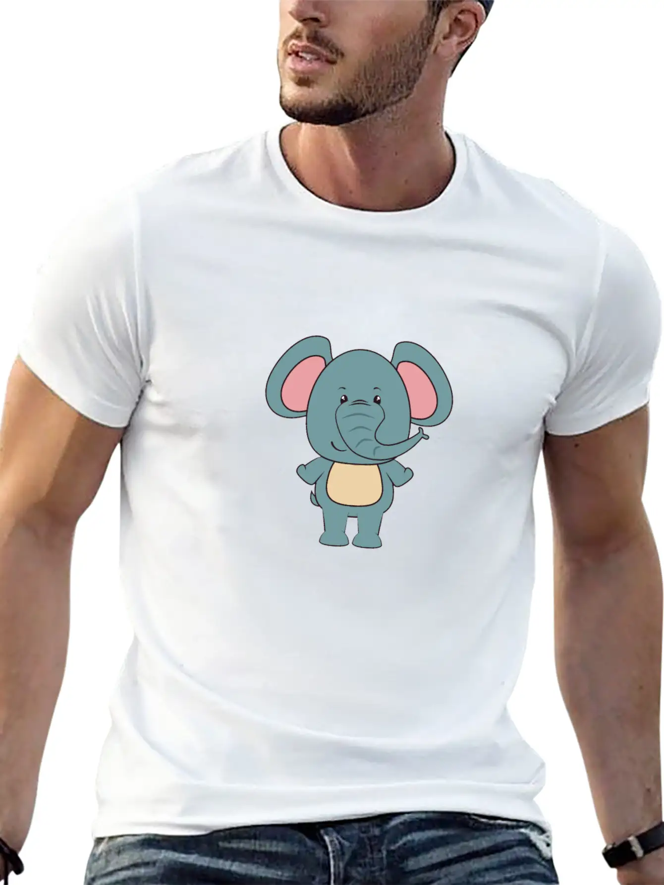 Elephant - Cute Elephant Design Stylish Everyday T-Shirt – Unisex Basic Cotton Tee