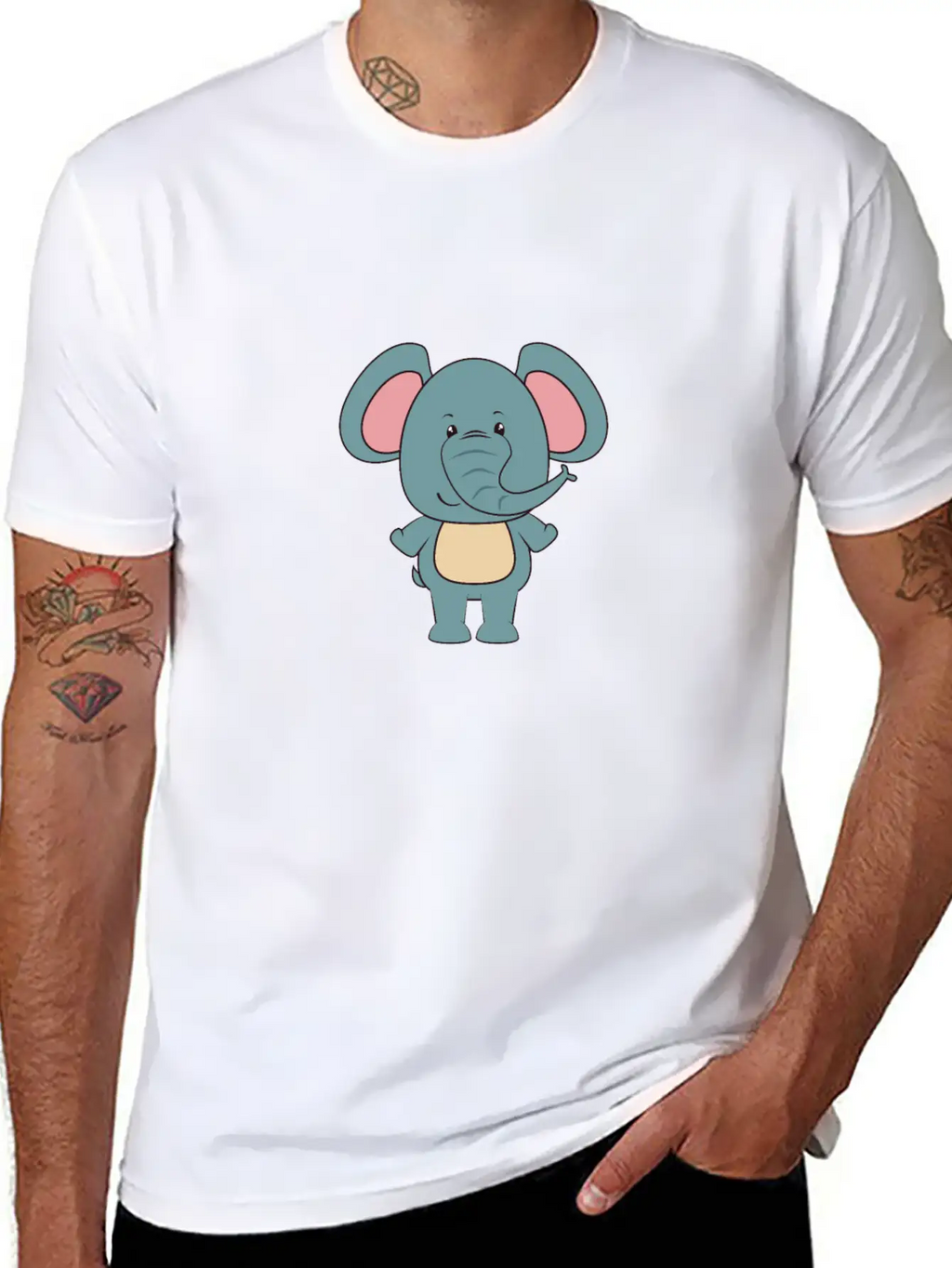 Elephant - Cute Elephant Design Stylish Everyday T-Shirt – Unisex Basic Cotton Tee