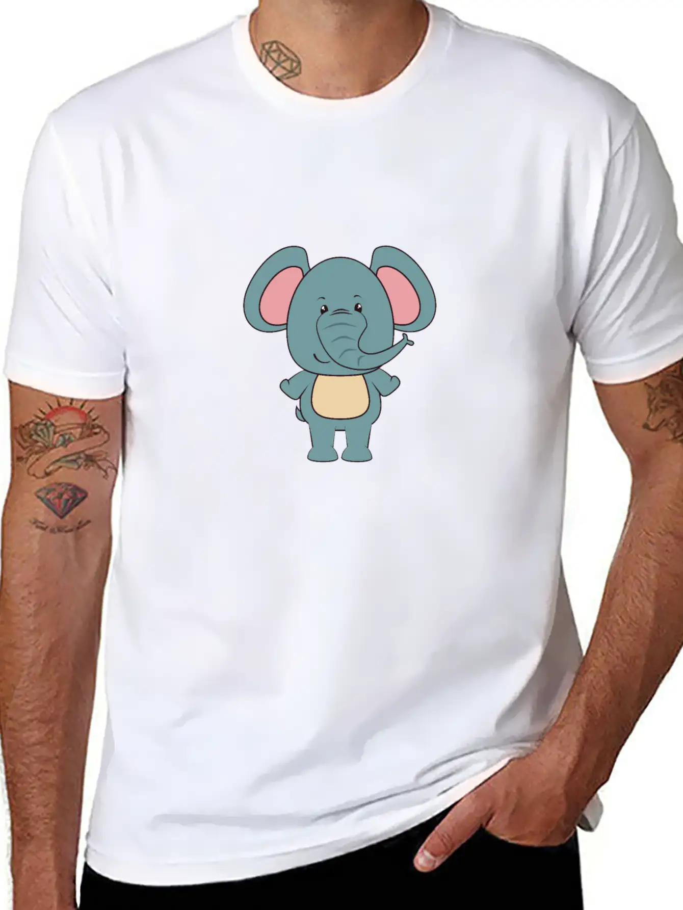 Elephant - Cute Elephant Design Stylish Everyday T-Shirt – Unisex Basic Cotton Tee
