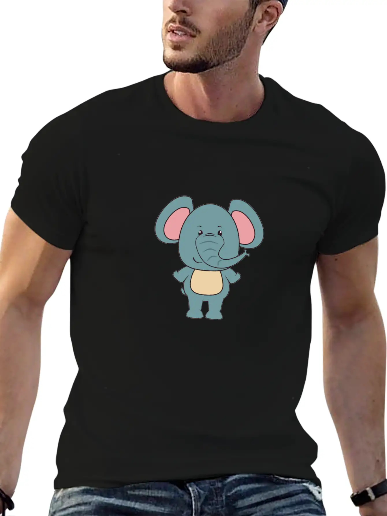Elephant - Cute Elephant Design Stylish Everyday T-Shirt – Unisex Basic Cotton Tee