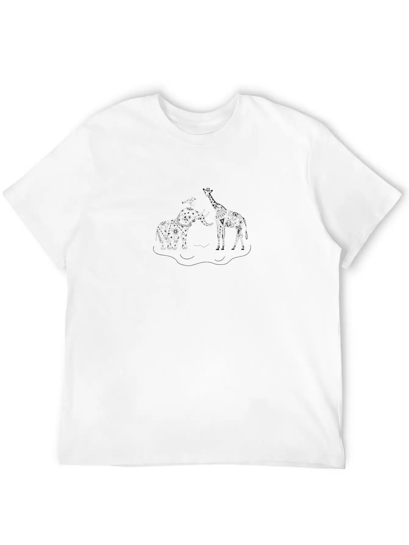 Elephant, Giraffe, Bird Mandala Unisex Casual T-Shirt – Clean Design For Daily Comfort