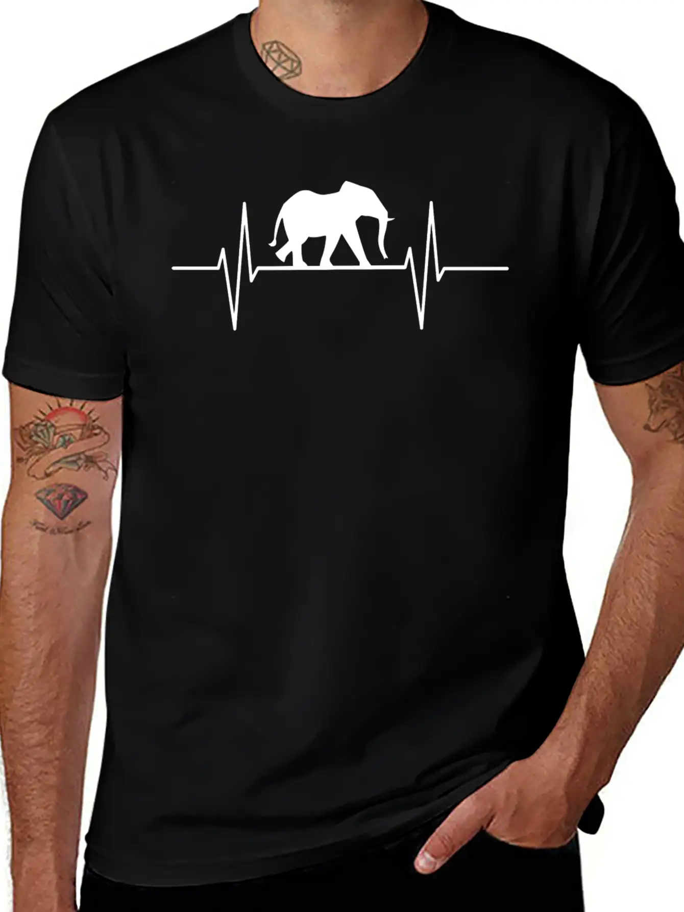 Elephant Heartbeat Elephant Lovers Elephants Gift Relaxed Everyday Tee – Lightweight And Durable Cotton