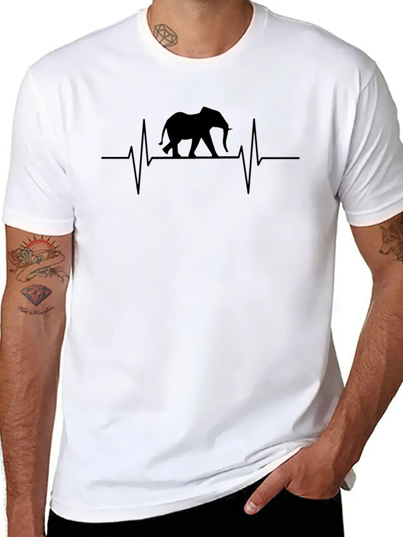 Elephant Heartbeat Elephant Lovers Elephants Gift Relaxed Everyday Tee – Lightweight And Durable Cotton