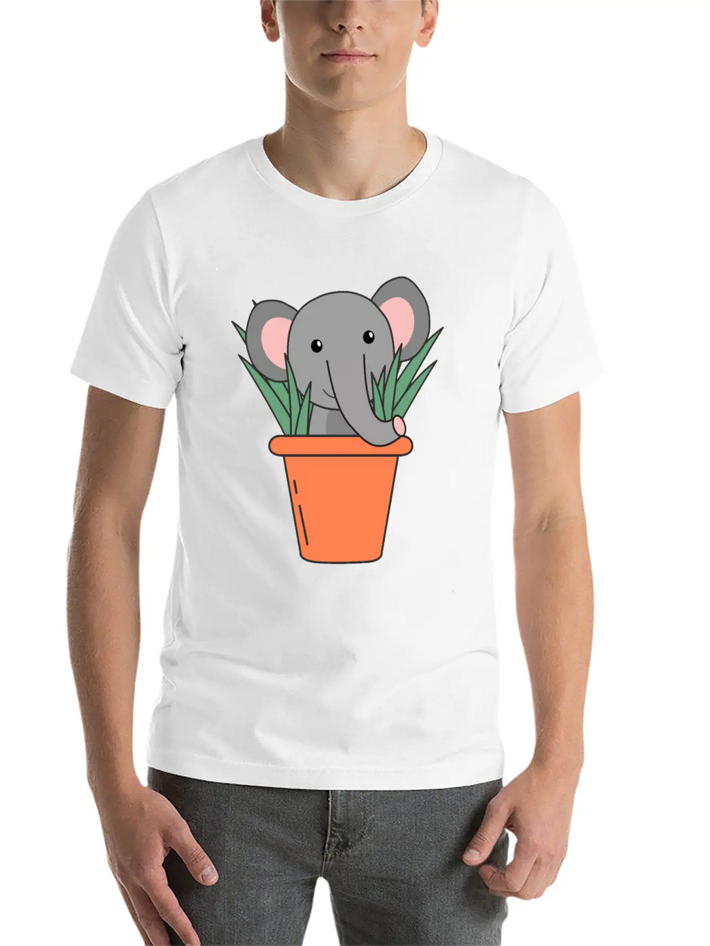 Elephant In Blumentop Funny Elephant Plants Breathable Soft Cotton T-Shirt – Timeless Casual Look