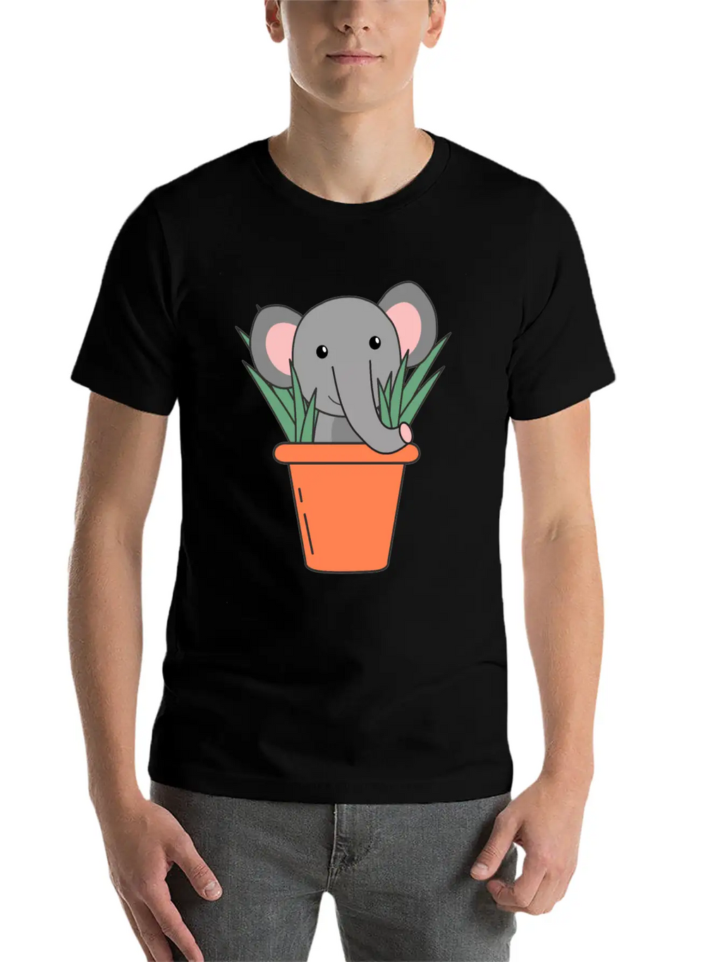 Elephant In Blumentop Funny Elephant Plants Breathable Soft Cotton T-Shirt – Timeless Casual Look