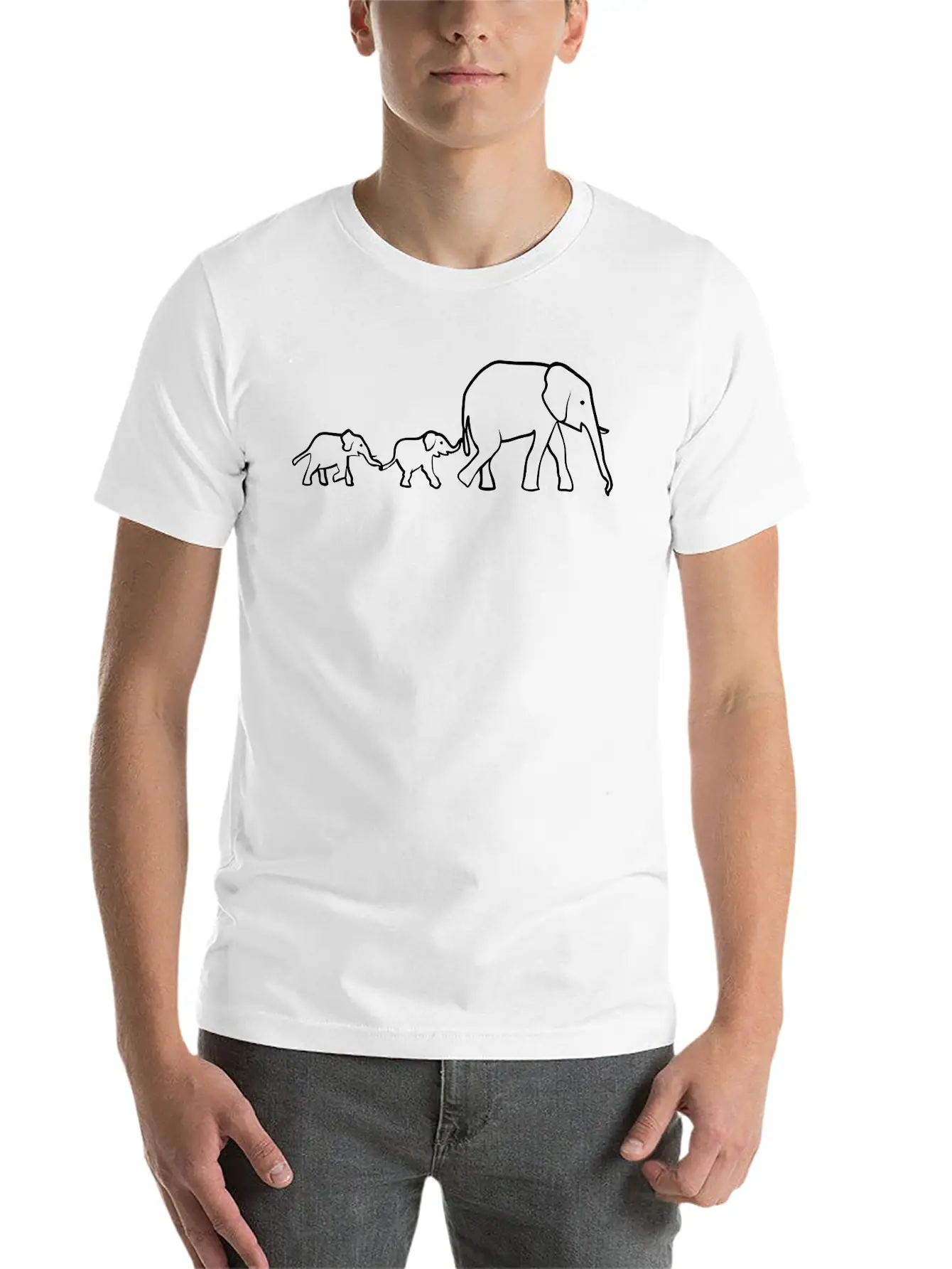 Elephant Mother And Baby Elephants Timeless Short Sleeve Tee – Comfy And Minimalist Design