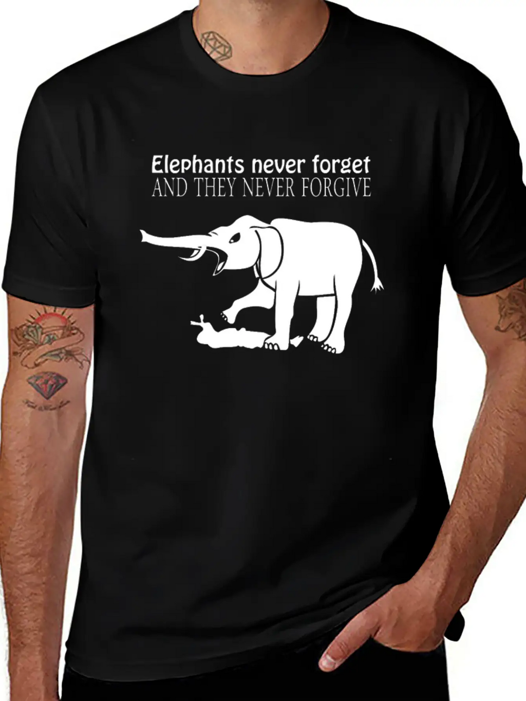 ELEPHANTS NEVER FORGET AND THEY NEVER FORGIVE Funn Classic Cotton Tee – Unisex Comfort For Any Season