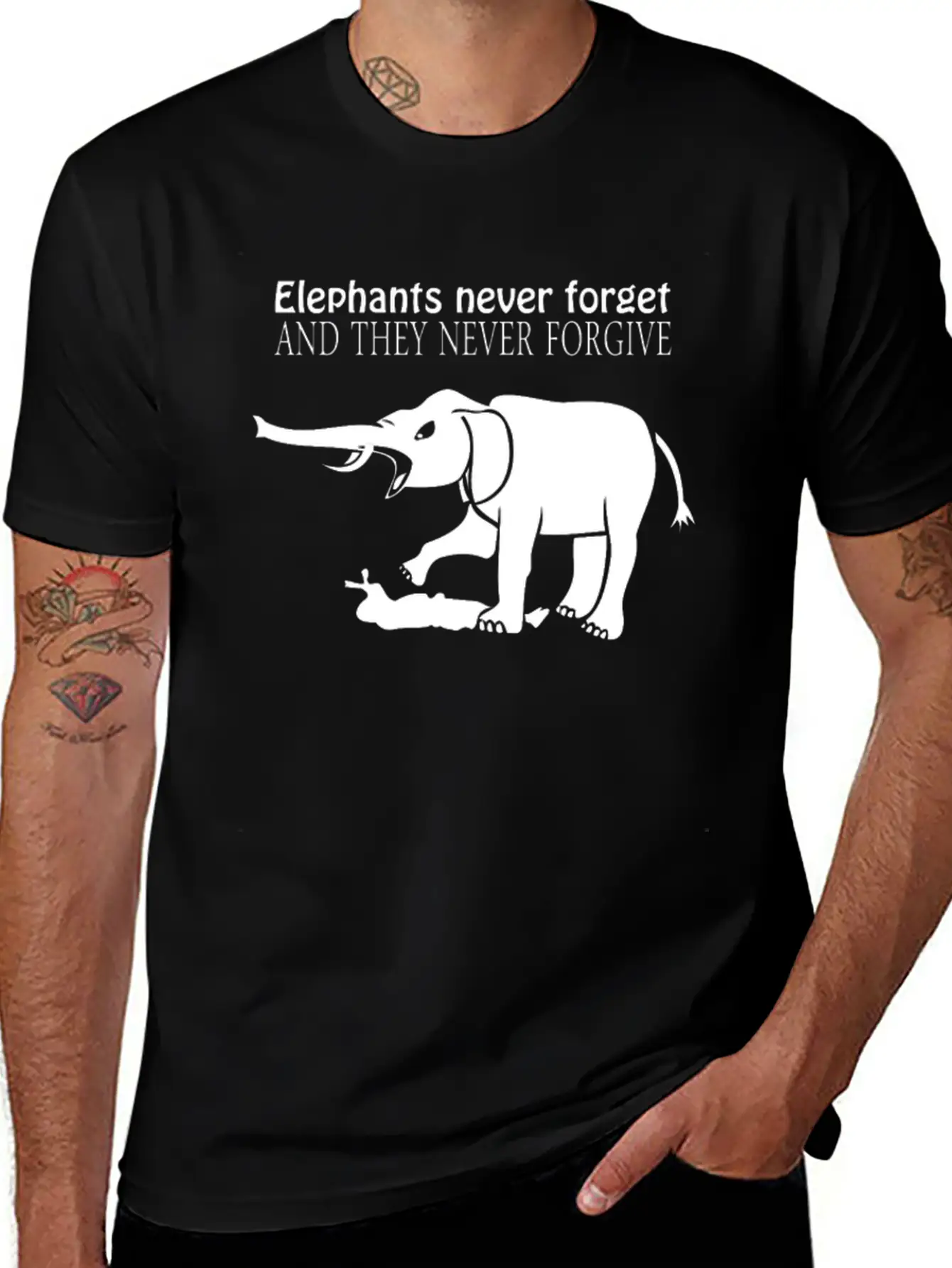 ELEPHANTS NEVER FORGET AND THEY NEVER FORGIVE Funn Classic Cotton Tee – Unisex Comfort For Any Season
