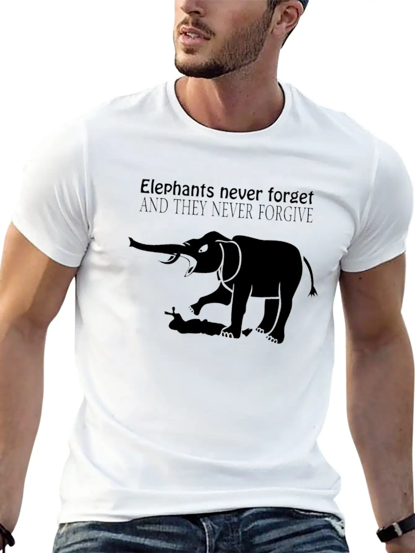 ELEPHANTS NEVER FORGET AND THEY NEVER FORGIVE Funn Classic Cotton Tee – Unisex Comfort For Any Season