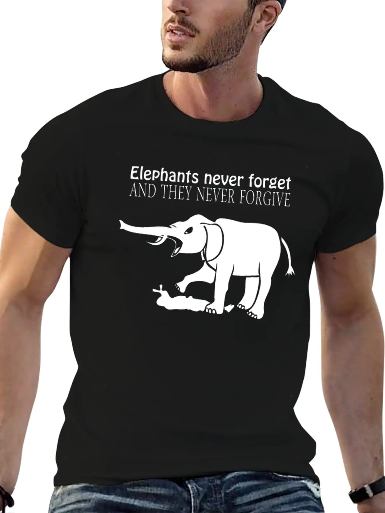 ELEPHANTS NEVER FORGET AND THEY NEVER FORGIVE Funn Classic Cotton Tee – Unisex Comfort For Any Season