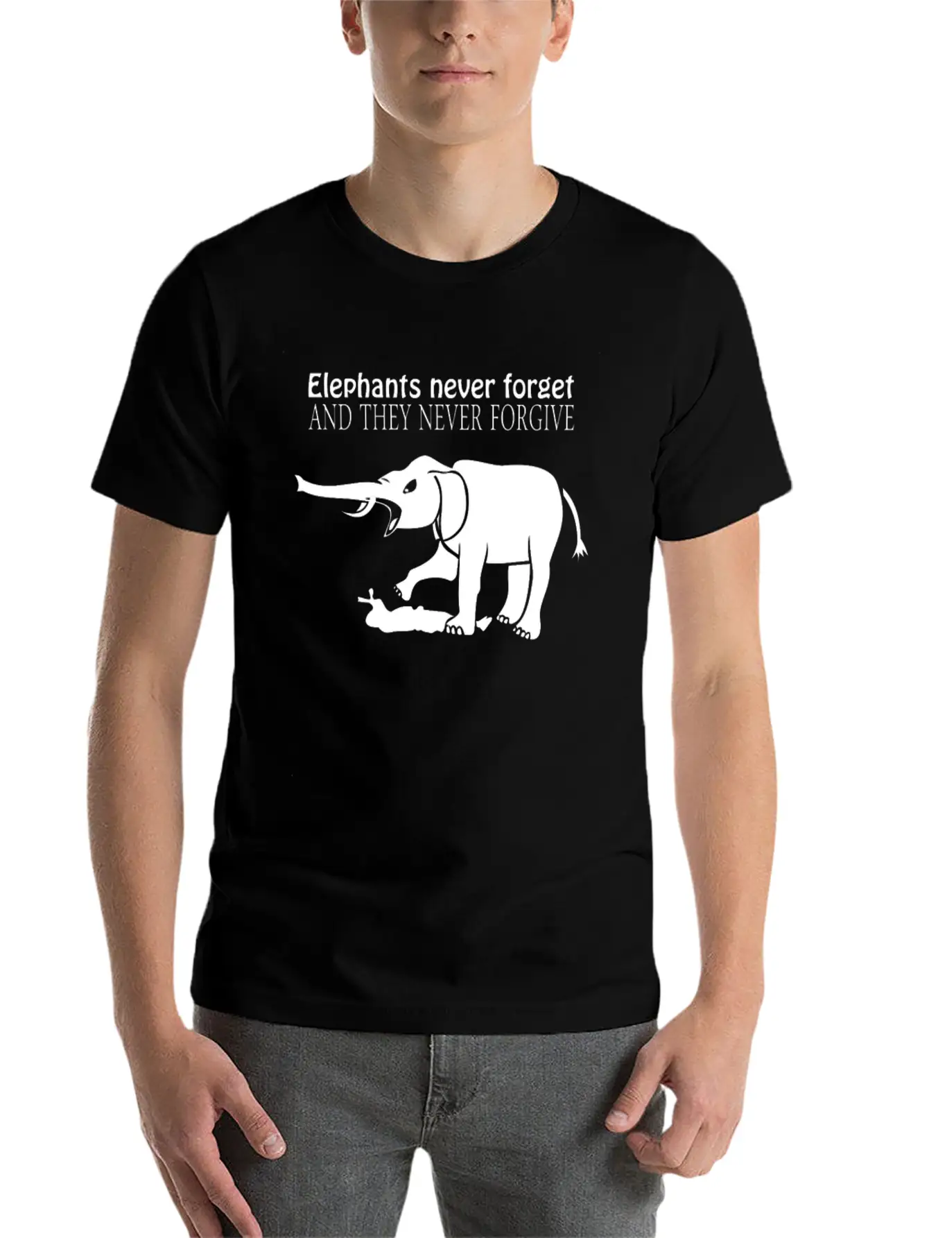ELEPHANTS NEVER FORGET AND THEY NEVER FORGIVE Funn Classic Cotton Tee – Unisex Comfort For Any Season