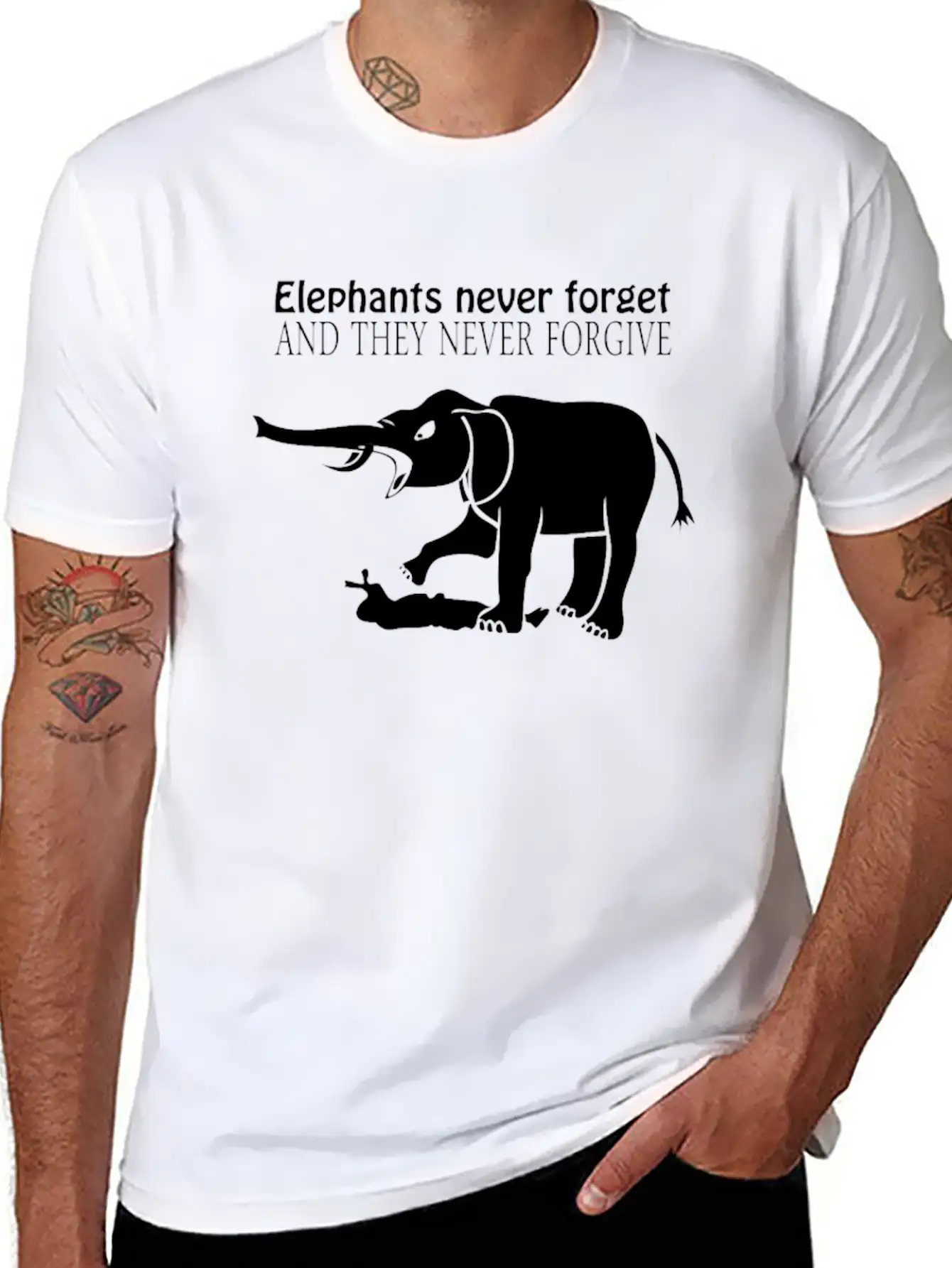 ELEPHANTS NEVER FORGET AND THEY NEVER FORGIVE Funn Classic Cotton Tee – Unisex Comfort For Any Season