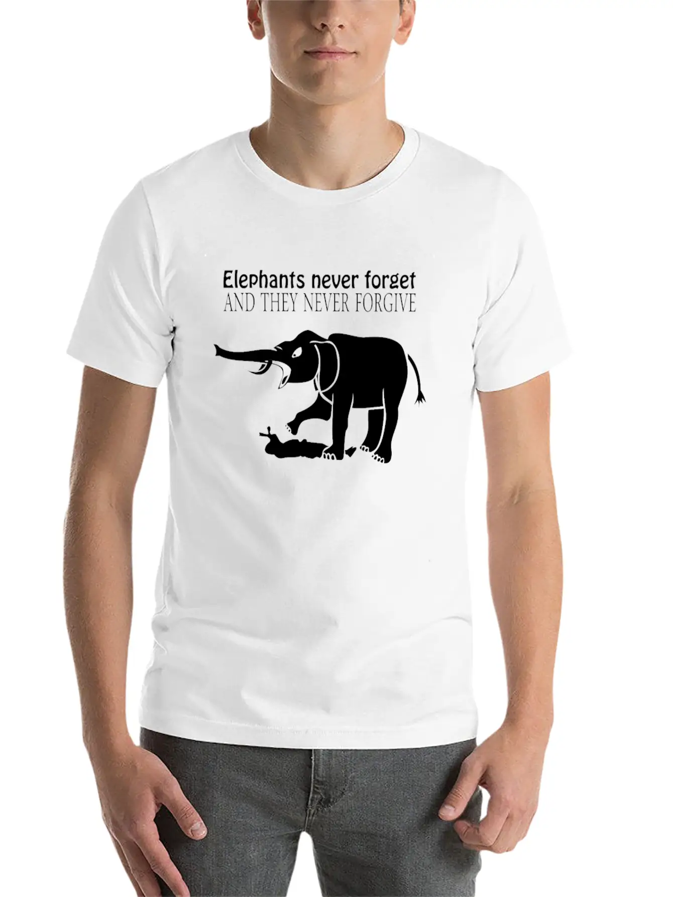 ELEPHANTS NEVER FORGET AND THEY NEVER FORGIVE Funn Classic Cotton Tee – Unisex Comfort For Any Season