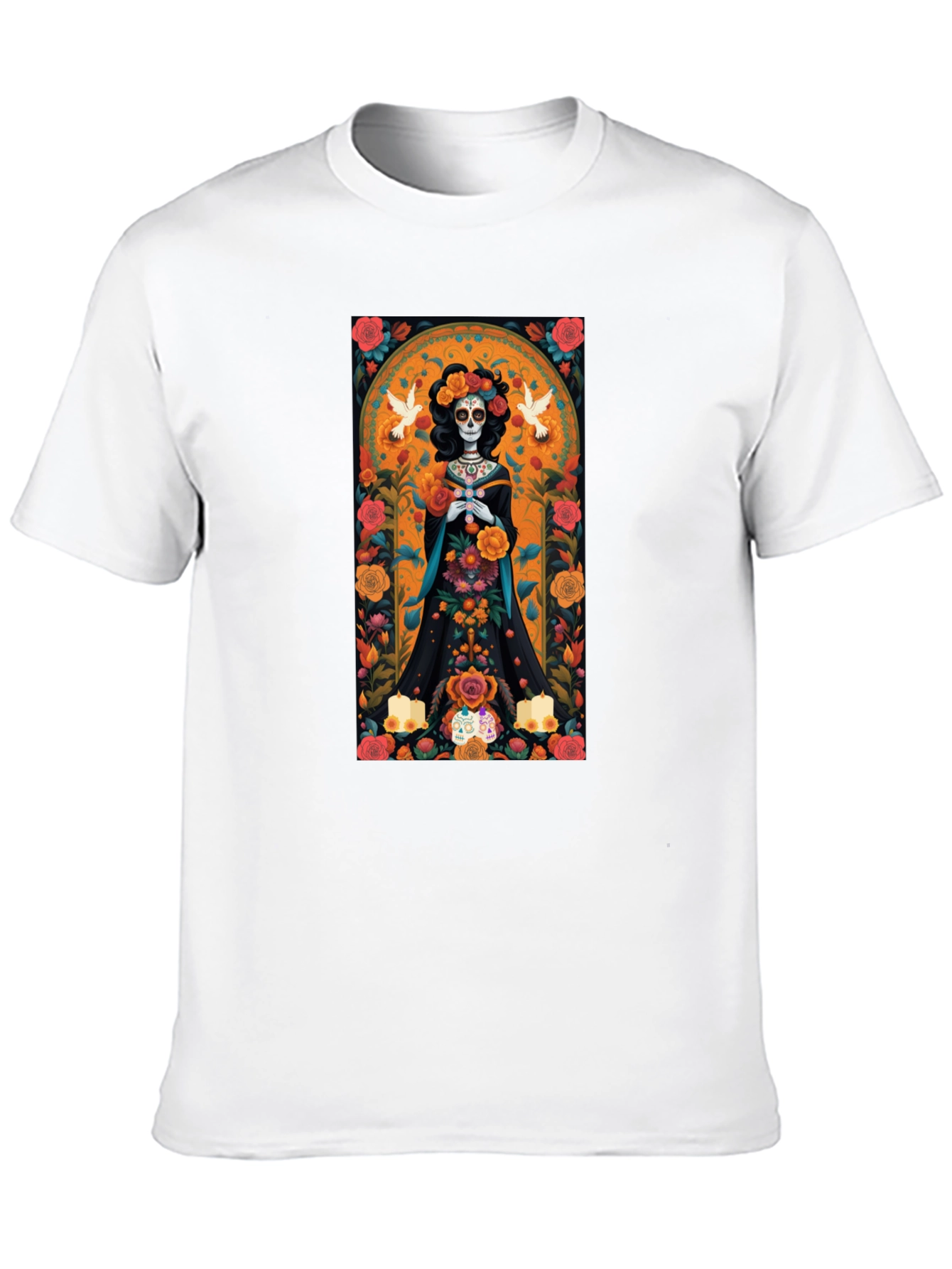 Day of the Dead T-Shirt - Floral Skull Design
