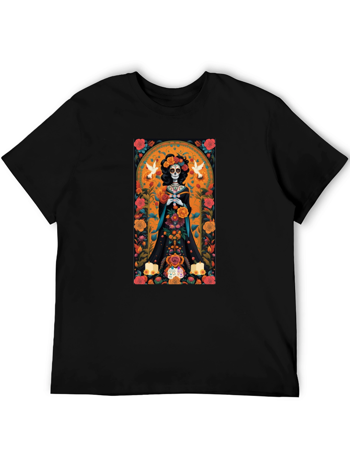 Day of the Dead T-Shirt - Floral Skull Design
