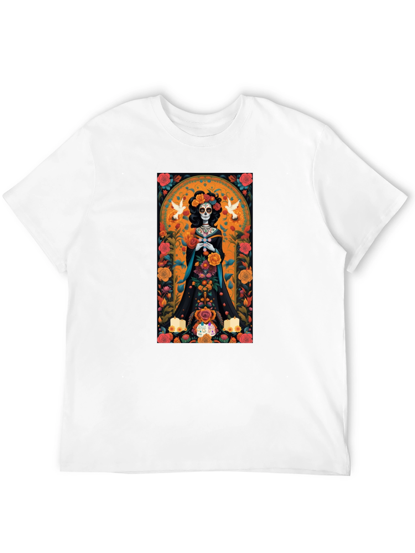 Day of the Dead T-Shirt - Floral Skull Design