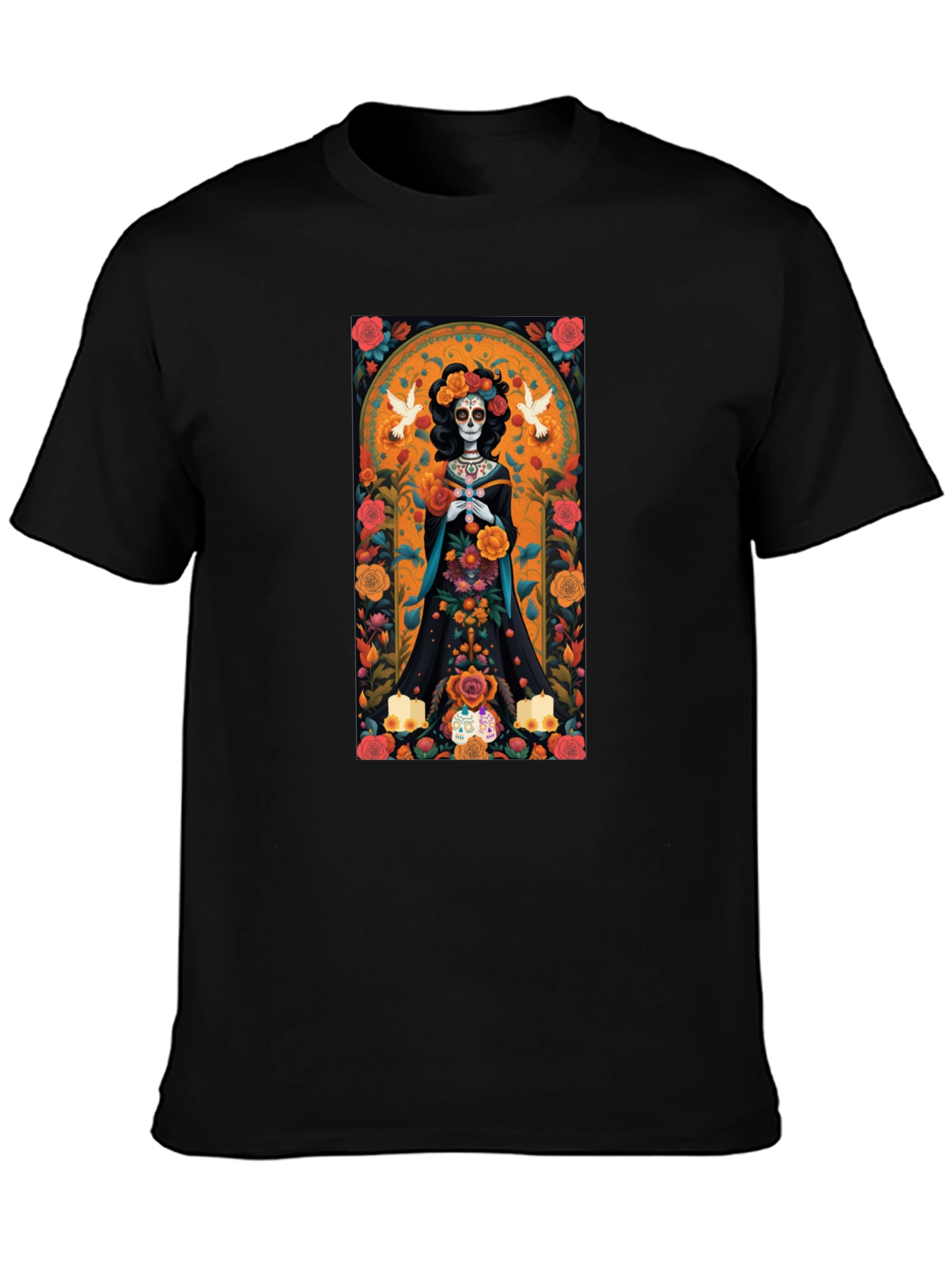 Day of the Dead T-Shirt - Floral Skull Design