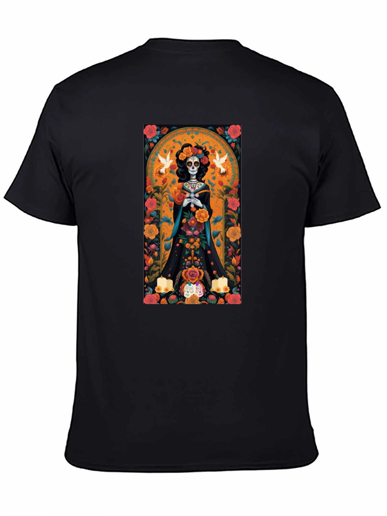 Day of the Dead T-Shirt - Floral Skull Design