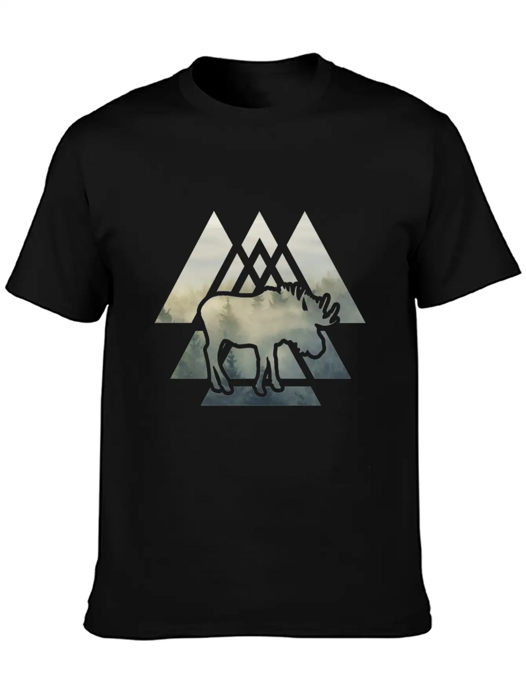 Elk Moose Silhouette Mountain Forest Timeless Short Sleeve Tee – Comfy And Minimalist Design