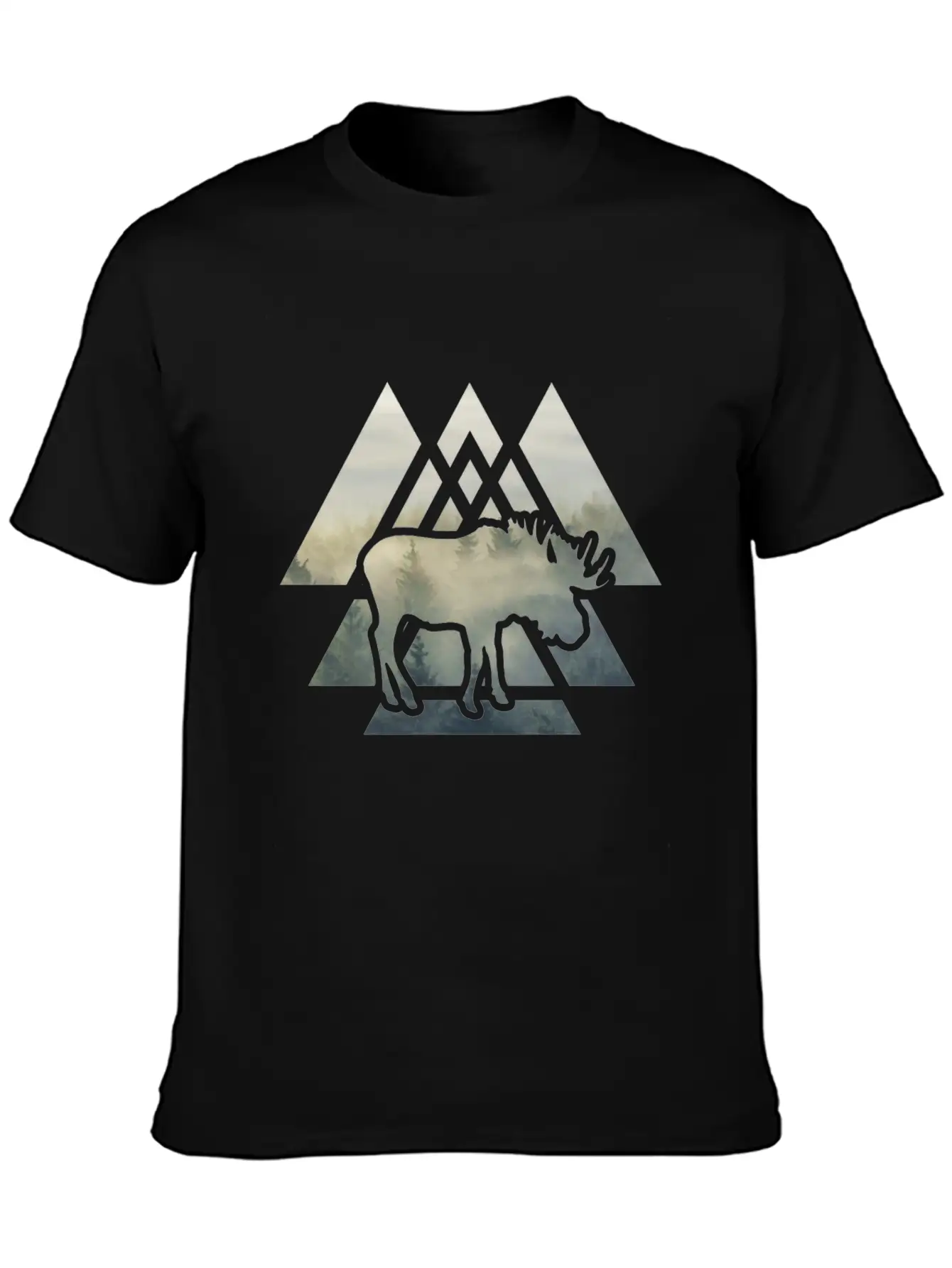 Elk Moose Silhouette Mountain Forest Timeless Short Sleeve Tee – Comfy And Minimalist Design