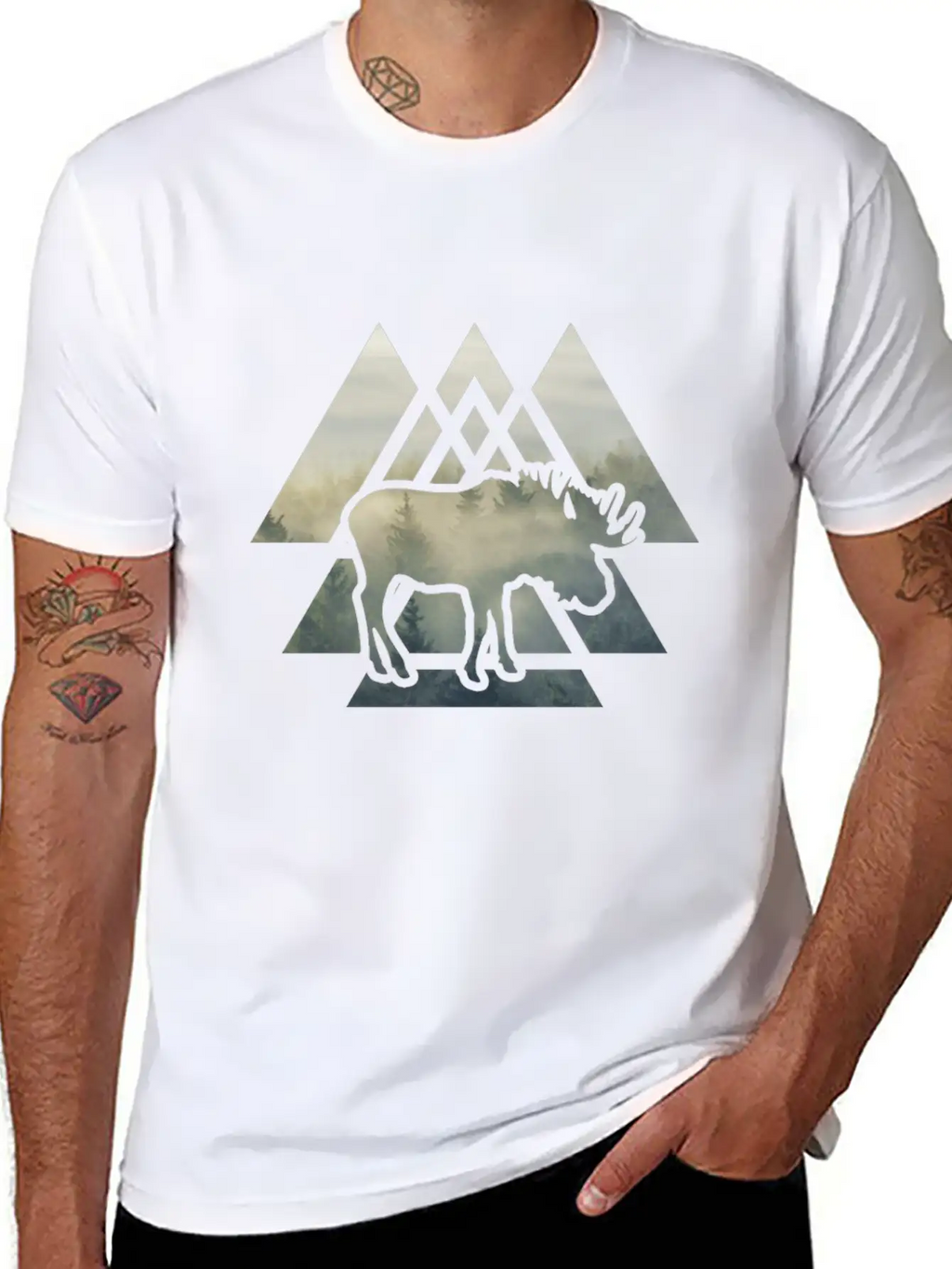 Elk Moose Silhouette Mountain Forest Timeless Short Sleeve Tee – Comfy And Minimalist Design