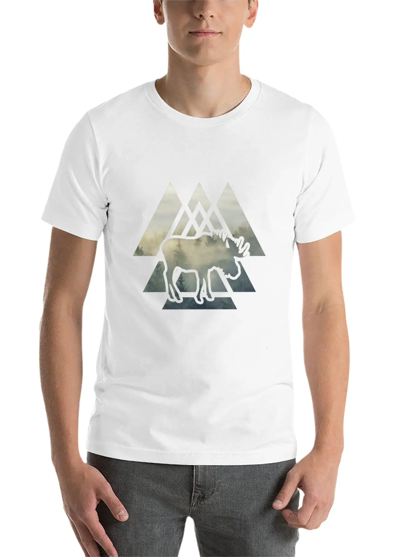 Elk Moose Silhouette Mountain Forest Timeless Short Sleeve Tee – Comfy And Minimalist Design