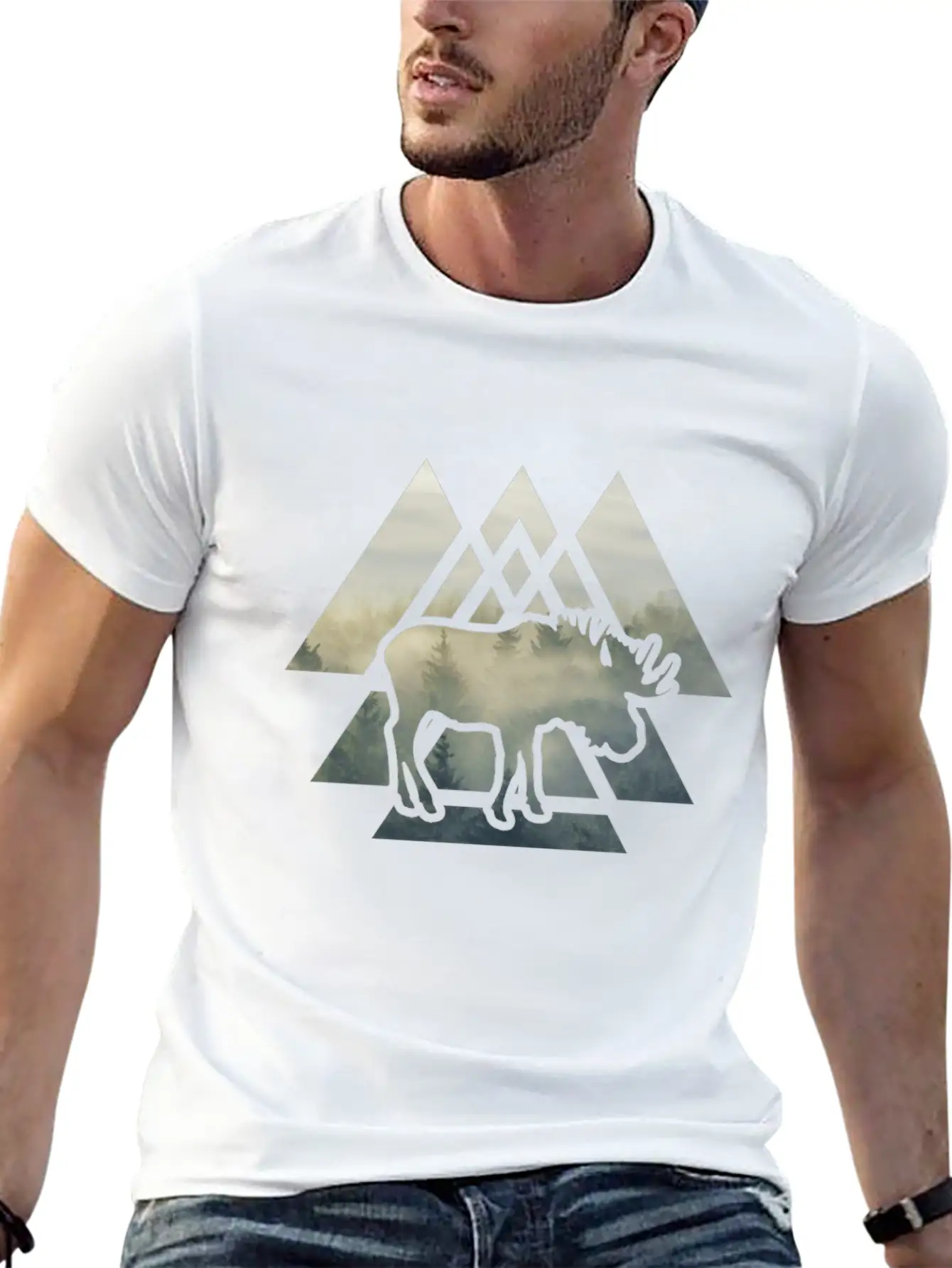 Elk Moose Silhouette Mountain Forest Timeless Short Sleeve Tee – Comfy And Minimalist Design