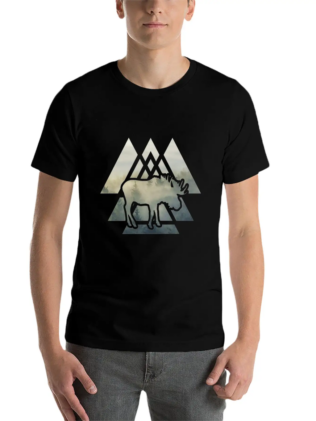 Elk Moose Silhouette Mountain Forest Timeless Short Sleeve Tee – Comfy And Minimalist Design