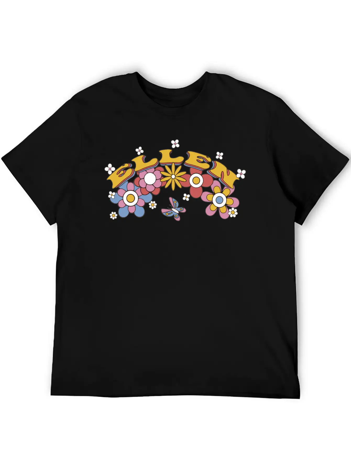 Ellen Groovy Flower Tie Dye, Ellen Hippie Flower Breathable Graphic T-Shirt – Perfect For Casual Days