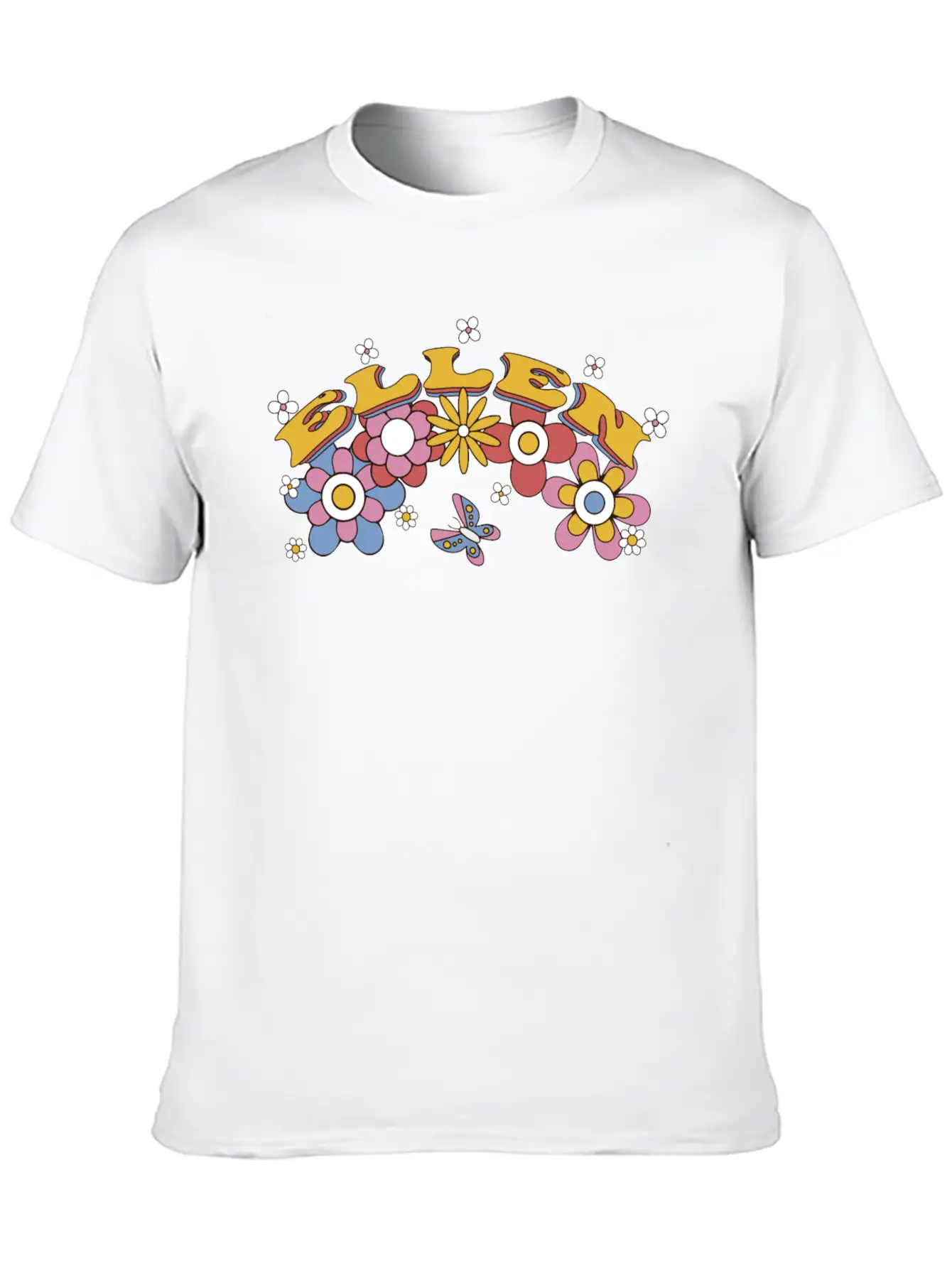 Ellen Groovy Flower Tie Dye, Ellen Hippie Flower Breathable Graphic T-Shirt – Perfect For Casual Days