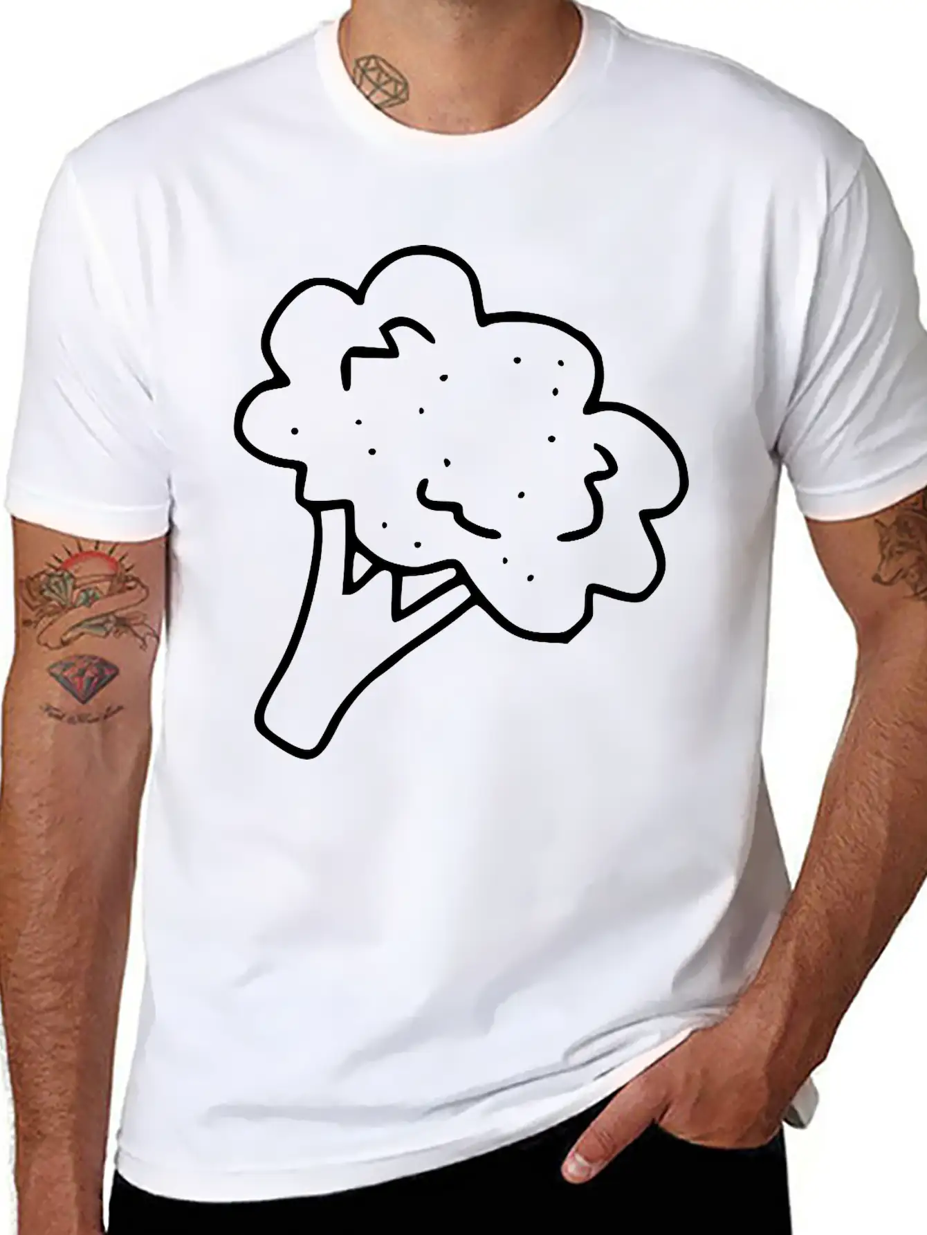 Emojis Sketch Broccoli Stylish Everyday T-Shirt – Unisex Basic Cotton Tee