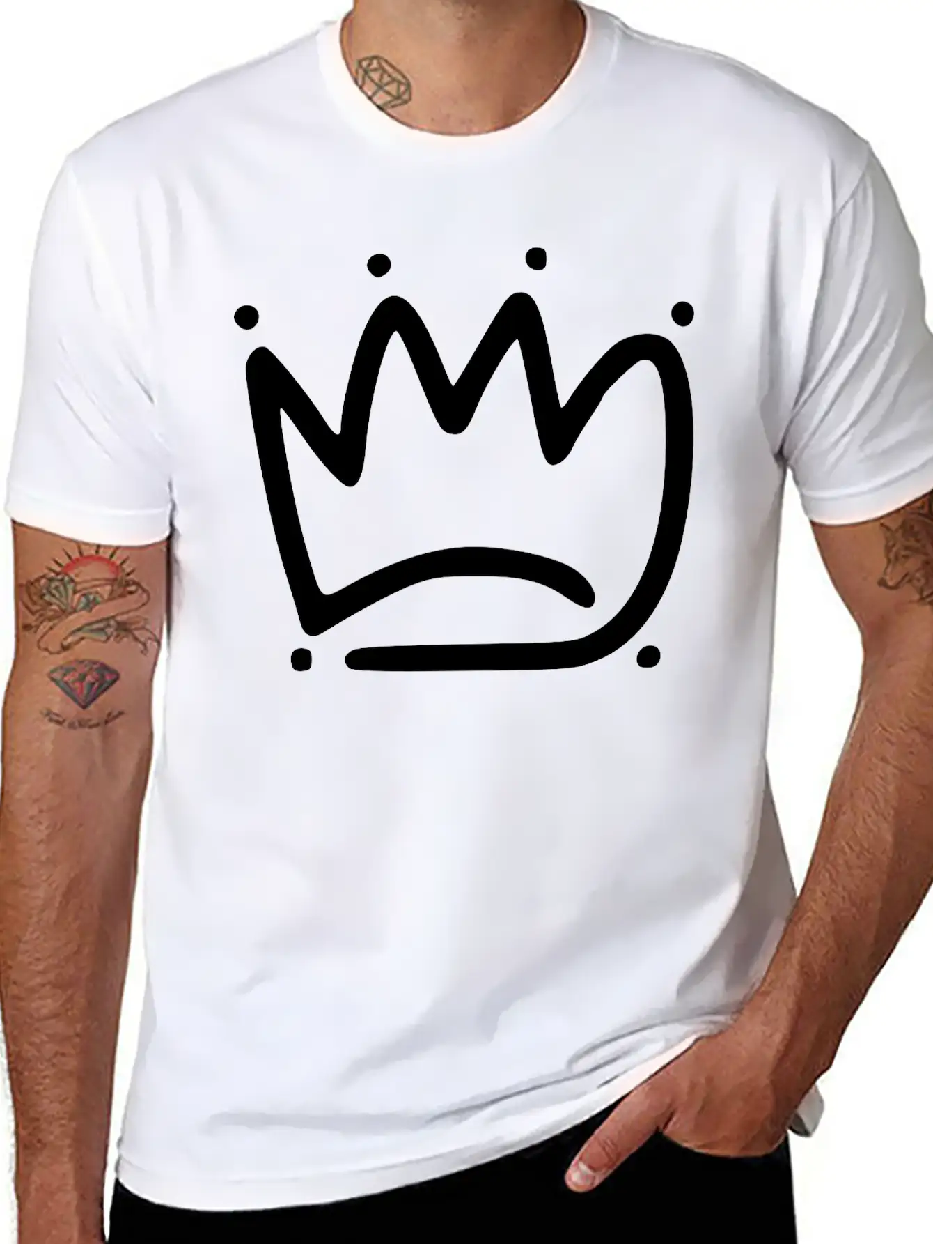 Emojis Sketch Crown Basic Graphic T-Shirt – Daily Comfort In Soft Cotton