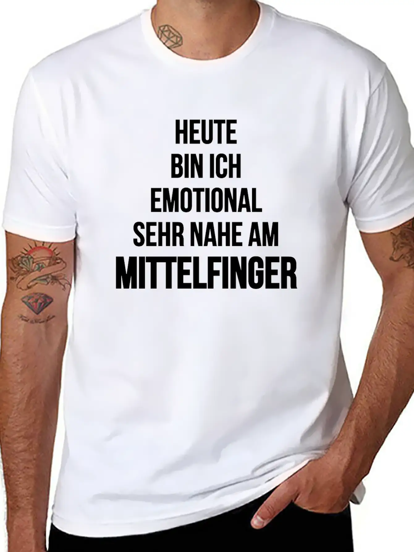 Emotional Sehr Nahe Am Mittelfinger Weis Stylish Everyday T-Shirt – Unisex Basic Cotton Tee