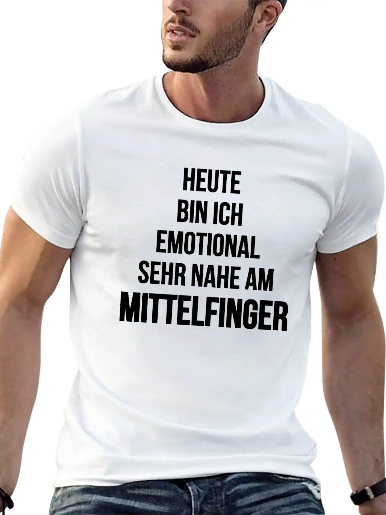 Emotional Sehr Nahe Am Mittelfinger Weis Stylish Everyday T-Shirt – Unisex Basic Cotton Tee