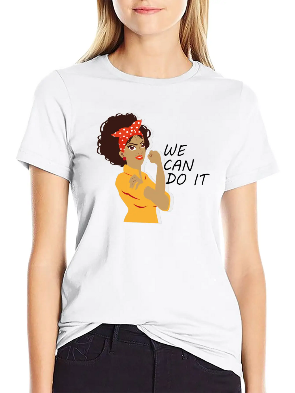 Empowered Woman: We Can Do It! Basic Graphic T-Shirt – Daily Comfort In Soft Cotton