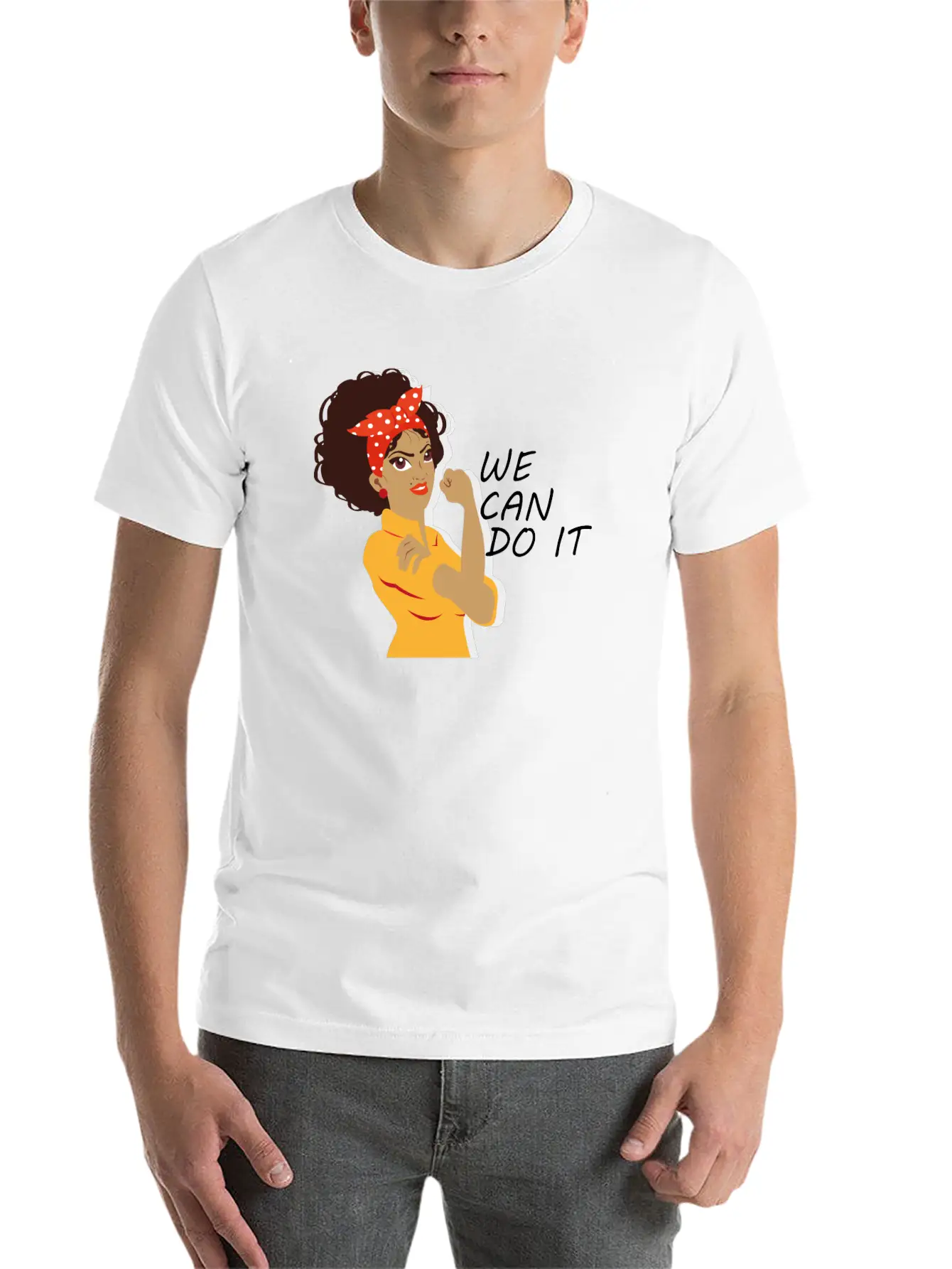 Empowered Woman: We Can Do It! Basic Graphic T-Shirt – Daily Comfort In Soft Cotton