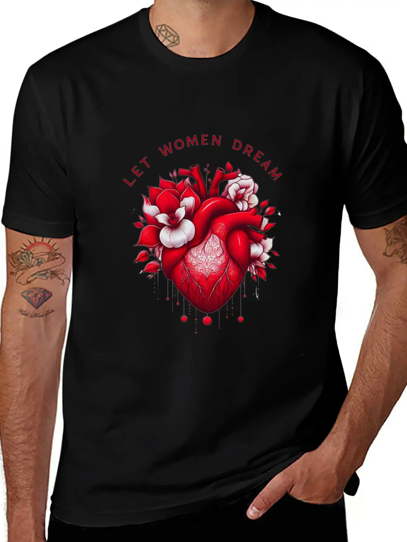 Empowering Dreams: Floral Feminine Design Essential Cotton Tee For Daily Outfits – Unisex Style