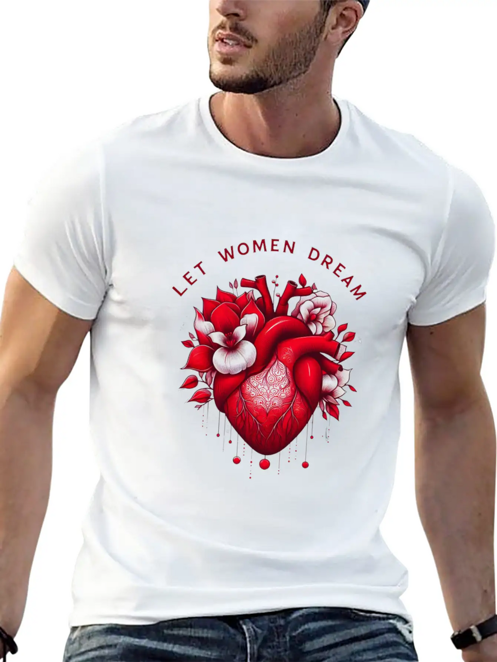 Empowering Dreams: Floral Feminine Design Essential Cotton Tee For Daily Outfits – Unisex Style
