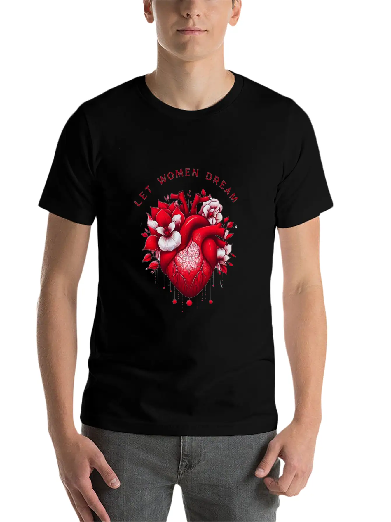 Empowering Dreams: Floral Feminine Design Essential Cotton Tee For Daily Outfits – Unisex Style