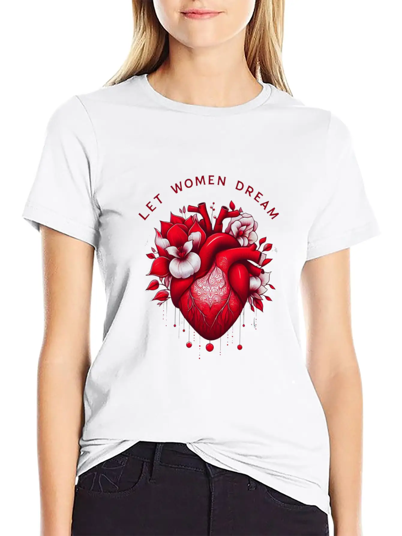 Empowering Dreams: Floral Feminine Design Essential Cotton Tee For Daily Outfits – Unisex Style