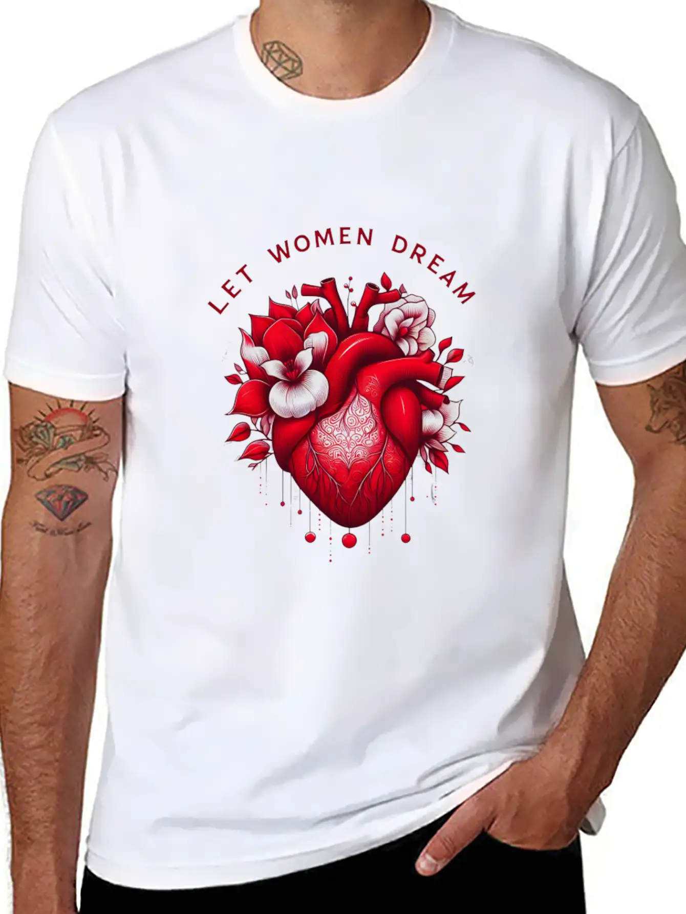 Empowering Dreams: Floral Feminine Design Essential Cotton Tee For Daily Outfits – Unisex Style
