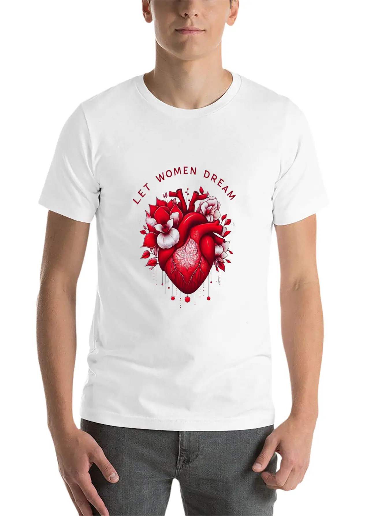 Empowering Dreams: Floral Feminine Design Essential Cotton Tee For Daily Outfits – Unisex Style