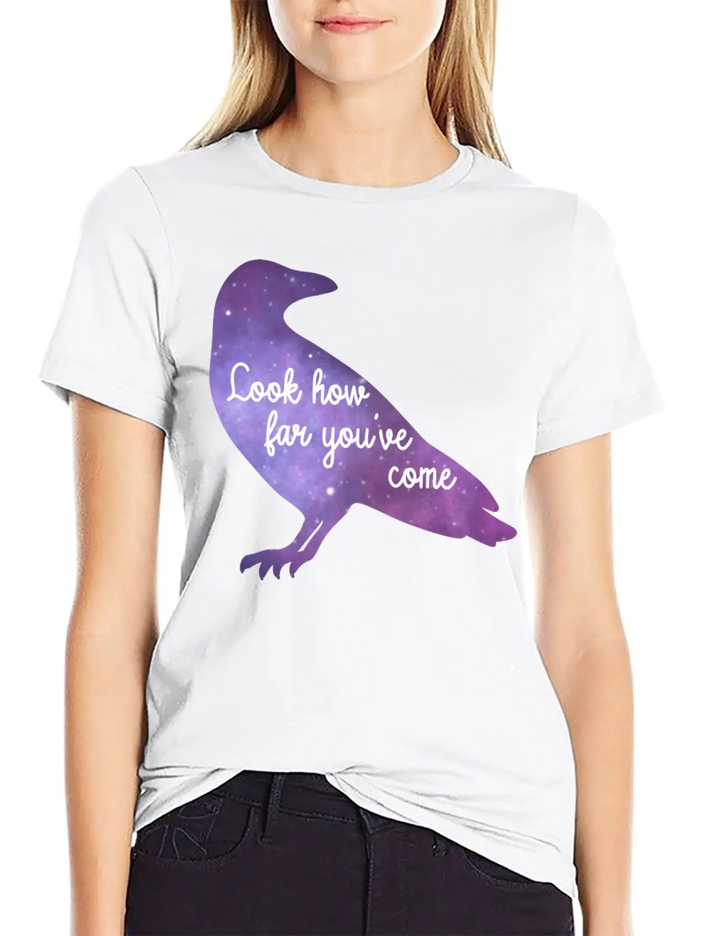 Encouraging Quote Raven Galaxy Colored Crow Basic Graphic T-Shirt – Daily Comfort In Soft Cotton
